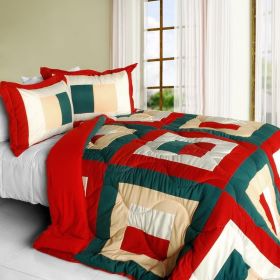 [In My Life A] Quilted Patchwork Down Alternative Comforter Set (Full/Queen Size)