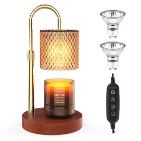 RAINBEAN Candle Warmer Lamp, Adjustable Height Electric Candle Warmer With Timer And Dimmer Vintage Wax Warmer Light For Jar Candles Home Decor Gifts (Option: Walnut Wood)