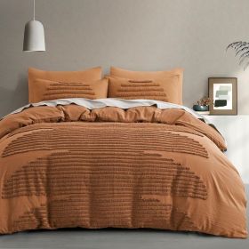 5 Pieces King Duvet Cover Set, Boho Bedding Sets for Modern Home, Tufted and Super Soft Comforter Covers (Color: Pumpkin Brown, size: King)