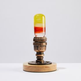 EP LIGHT FLAME LED Bulb Table Lamp, Vintage Style Wooden Table Lamp For Livingroom Bedroom (Option: Bulb metal base)